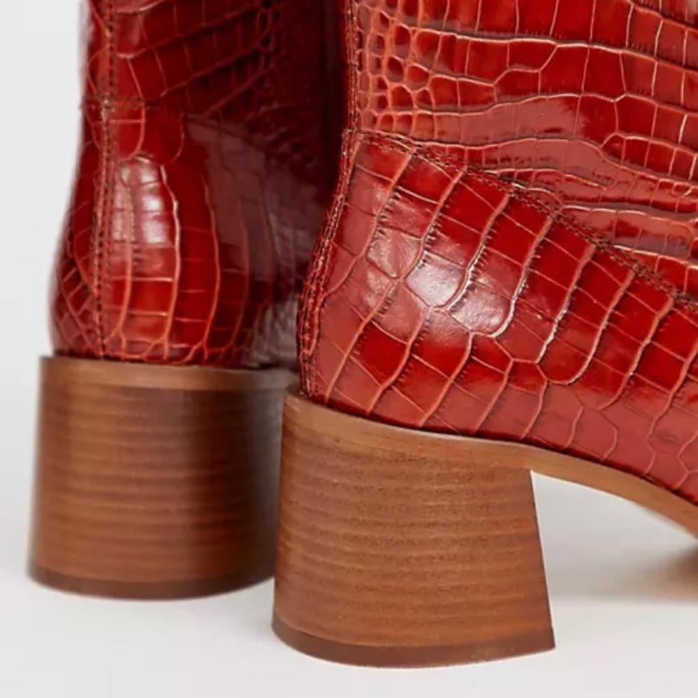 Miista orange snake skin boots